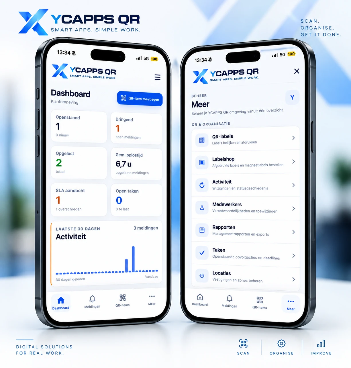 YCAPPS QR dashboard en beheermenu